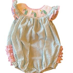Smocked Polkadot Baby bubble unicorns